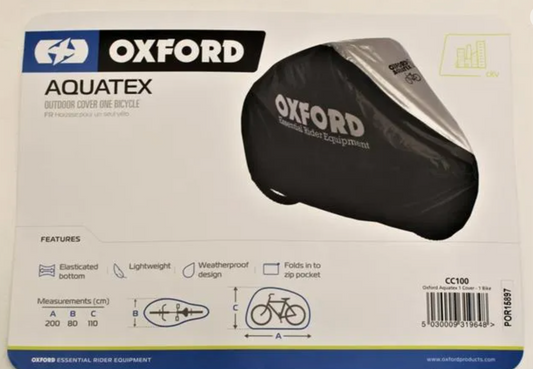 BIKE COVER - Oxford Aquatex - Outdoor Cover, Elasticated Bottom, Lightweight, Waterproof, Design for One Bicycle - 200cm X 80cm X 110cm