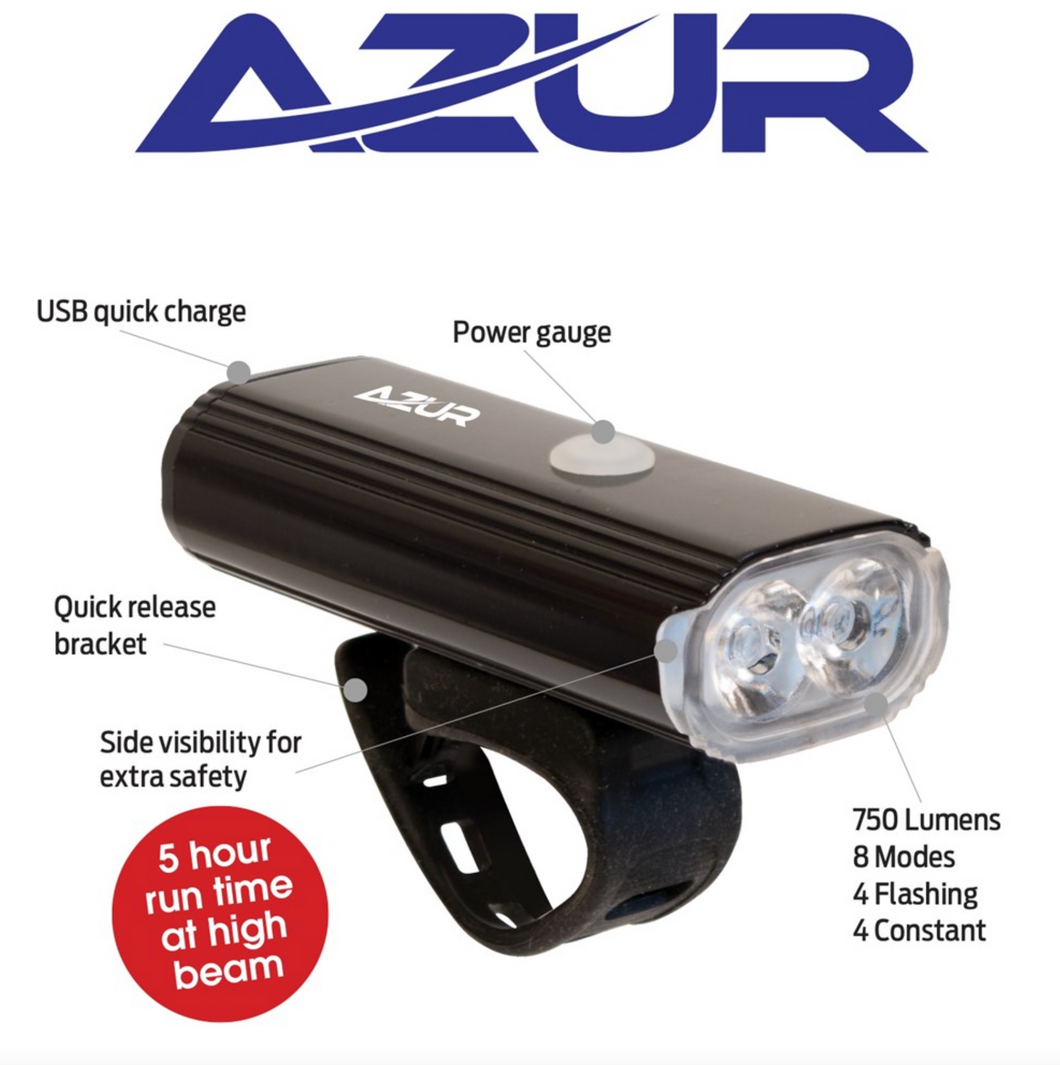 Bicycle Light AZUR USB Halo 750 Lumens Head Light