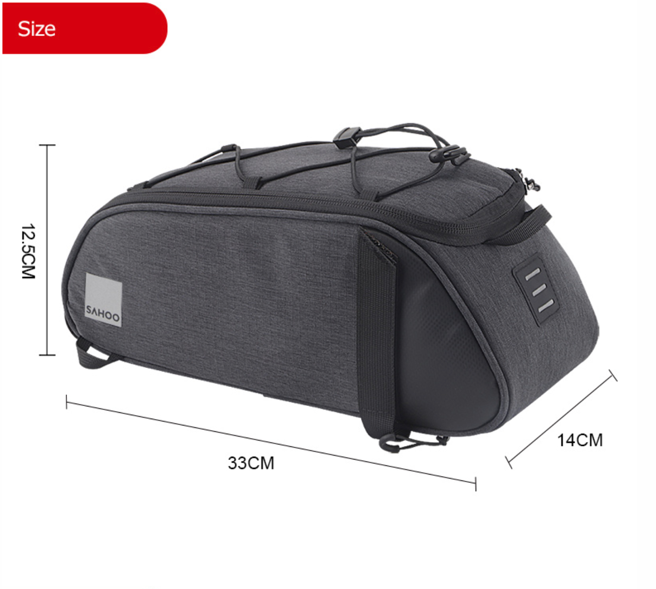 SAHOO Top Pannier Rack Bike Trunk Bag-7L with Universal fit straps