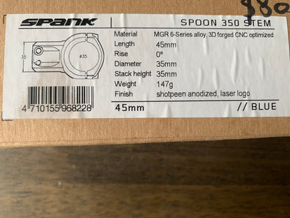 Spank Spoon 350 Stem 35mm dia x 45mm reach - Blue