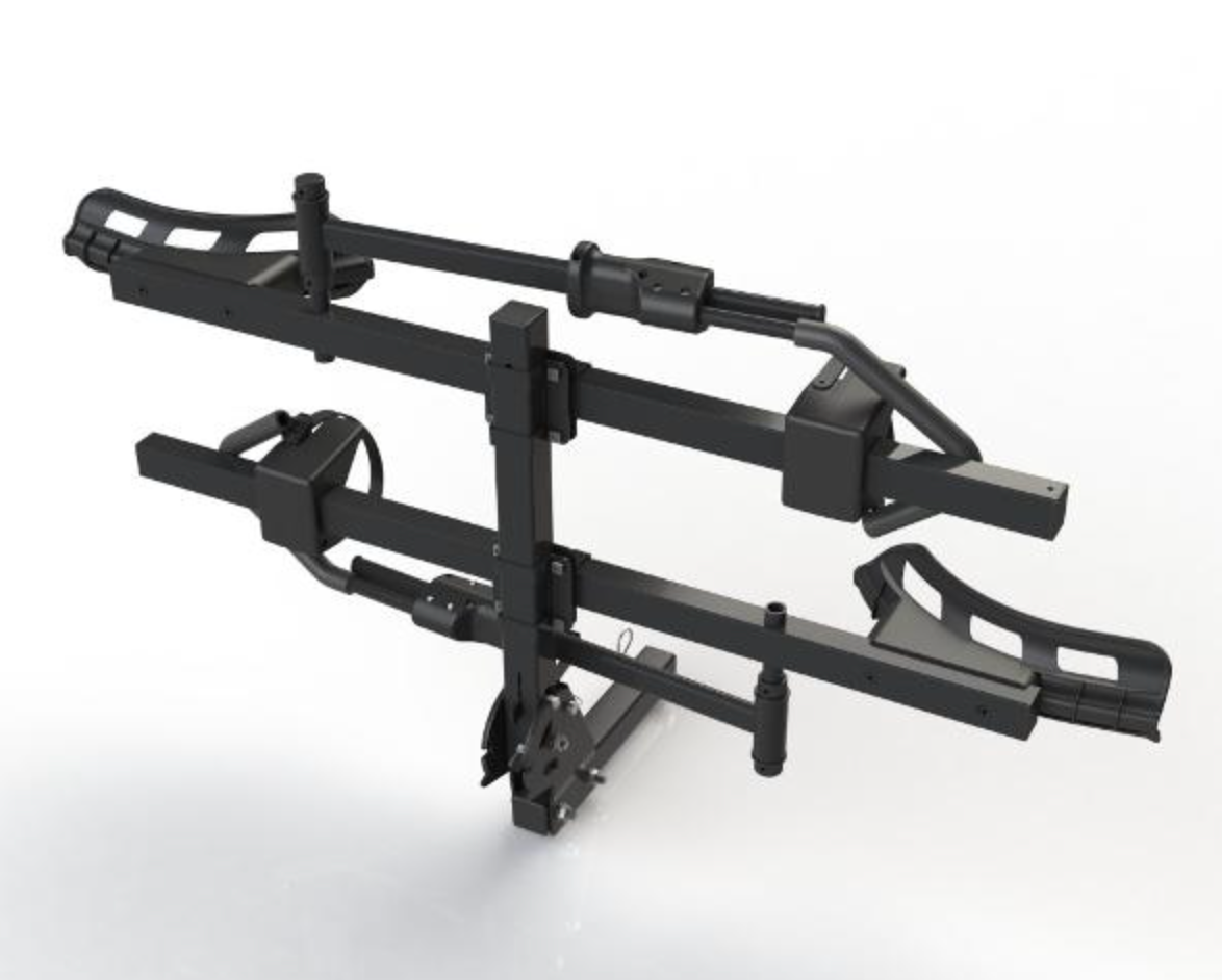 STOWAWAY Car Rack E-Bike Carrier - Hitch Mount, 2 Bikes, Push/Tilt Design, Max 65kg, fits up to 4 inch tyres