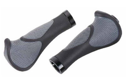 Bicycle Ergonomic Lock On Grips - with Locking Rings - Black/Grey.