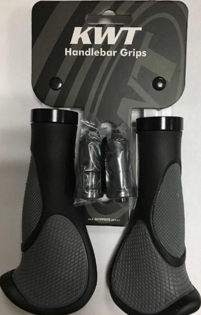 Bicycle Ergonomic Lock On Grips - with Locking Rings - Black/Grey.