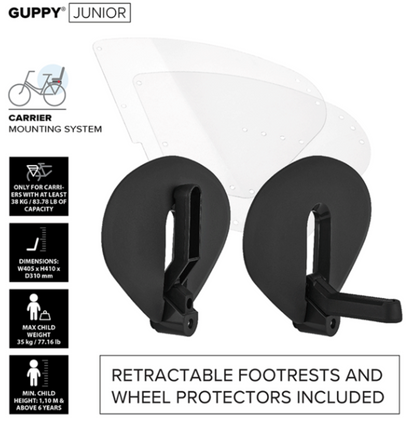 GUPPY JUNIOR - CHILD BIKE SEAT DARK GREY FOR KIDS UP TO 35KG