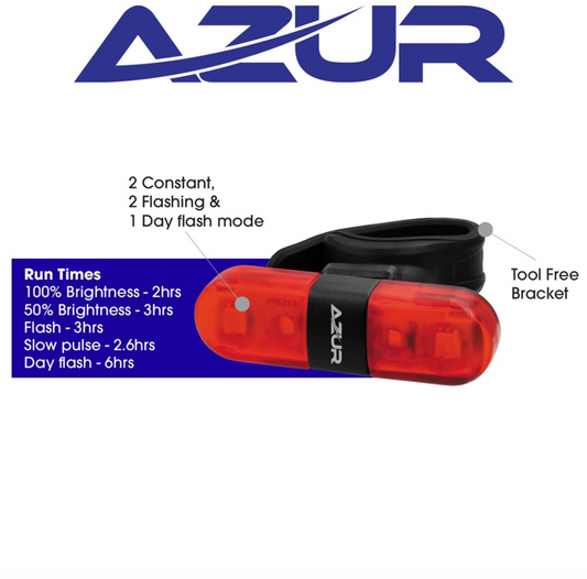 Bicycle Rear Light Azur USB Nano 30 Lumens Tail Light