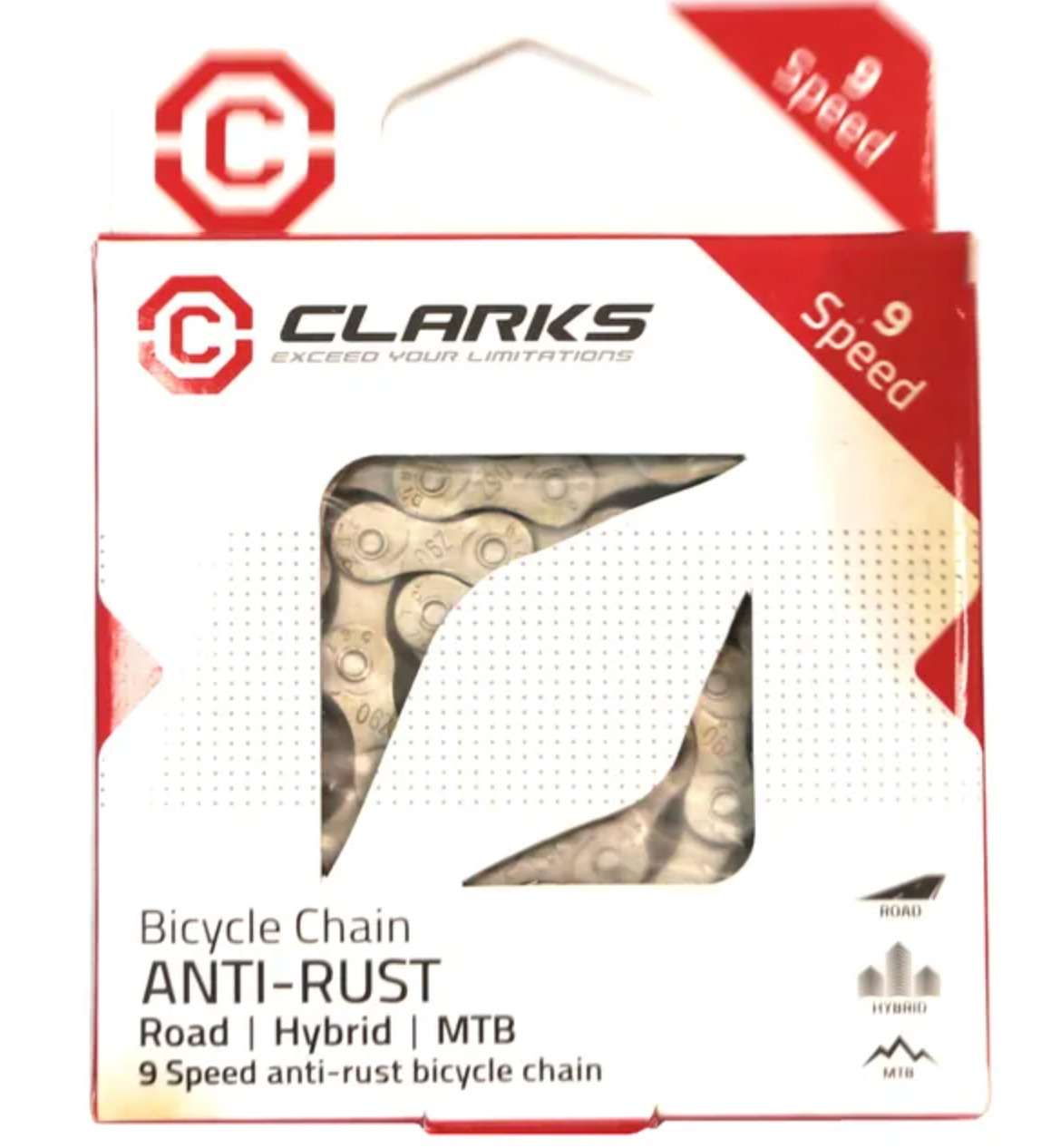 CHAIN - 9 Speed - CLARKS - SILVER - Anti Rust - w/Connect Link