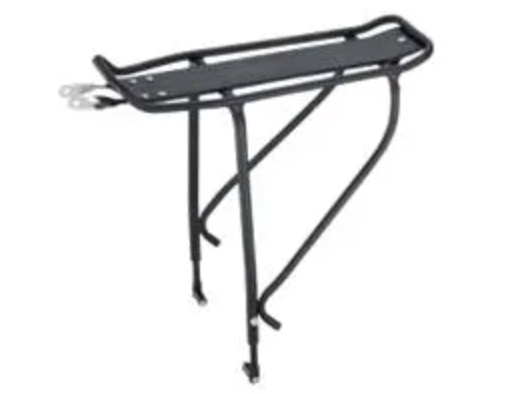 CARRIER - Rear Carrier, Adjustable for 26"-29ER Disc Brake Bikes, With Intergrated Splash Guard, Fittings Included, Alloy, BLACK