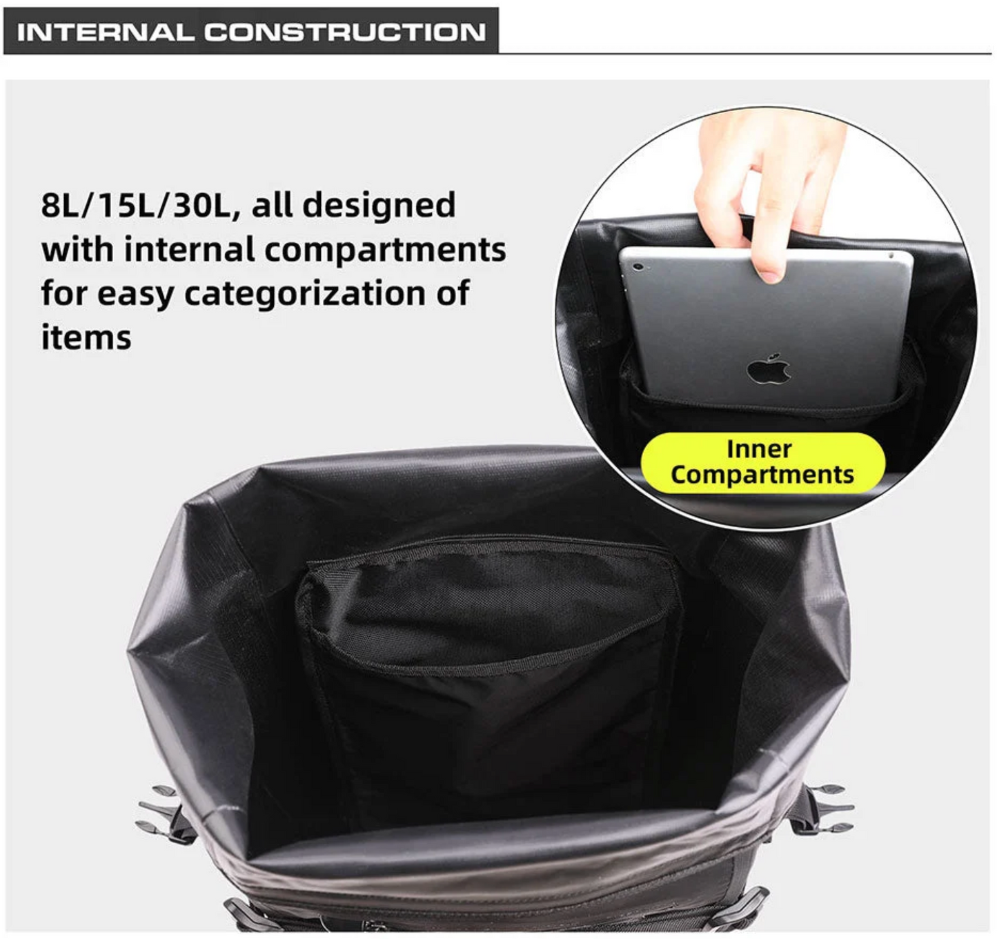 Rhinowalk Modular Waterproof Motorcycle Tail Pack (8L / 15L / 30L)