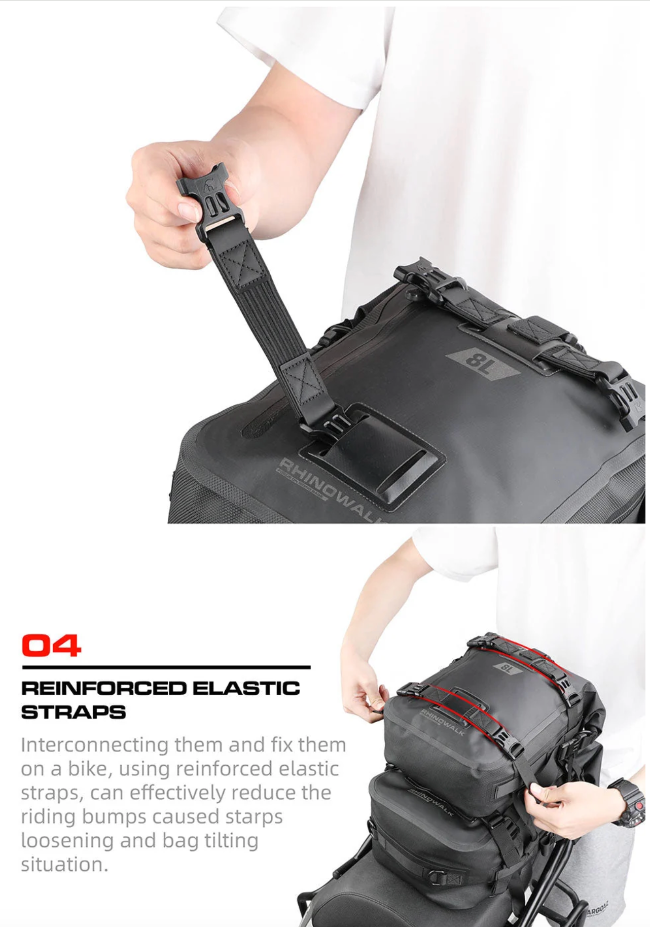Rhinowalk Modular Waterproof Motorcycle Tail Pack (8L / 15L / 30L)
