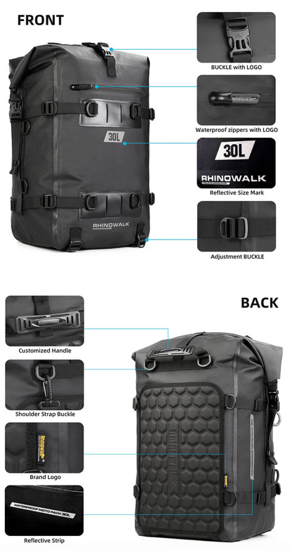 Rhinowalk Modular Waterproof Motorcycle Tail Pack (8L / 15L / 30L)