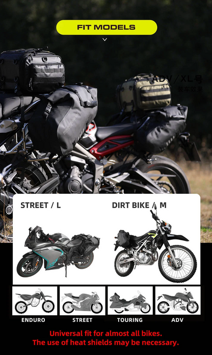 Rhinowalk Waterproof Motorcycle Pannier Side Bag 18/28/48L - Pair/Rackless