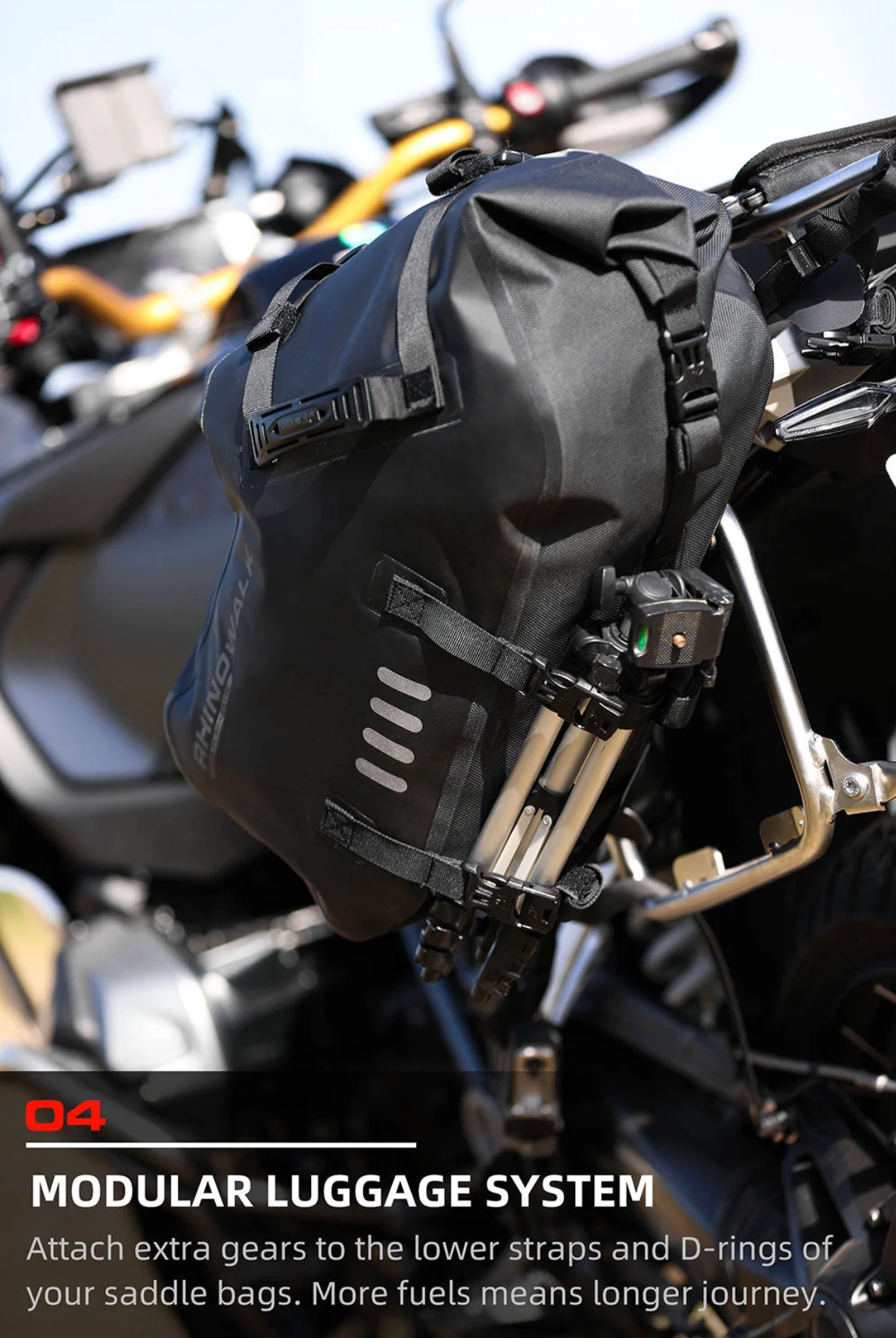 Rhinowalk Waterproof Motorcycle Pannier Side Bag 18/28/48L - Pair/Rackless