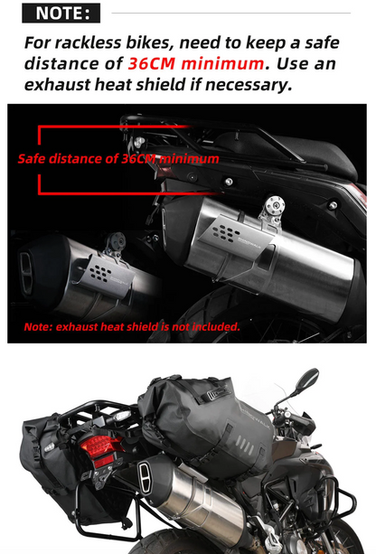 Rhinowalk Waterproof Motorcycle Pannier Side Bag 18/28/48L - Pair/Rackless
