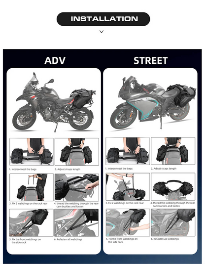 Rhinowalk Waterproof Motorcycle Pannier Side Bag 18/28/48L - Pair/Rackless