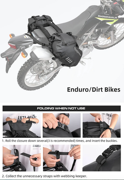 Rhinowalk Waterproof Motorcycle Pannier Side Bag 18/28/48L - Pair/Rackless