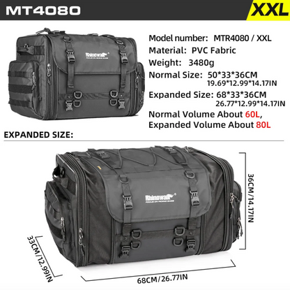 Rhinowalk Large Capacity Motorcycle Tail Seat Bag (Expandable Sizing)