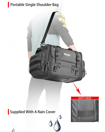 Rhinowalk Large Capacity Motorcycle Tail Seat Bag (Expandable Sizing)