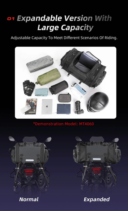 Rhinowalk Large Capacity Motorcycle Tail Seat Bag (Expandable Sizing)