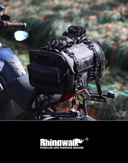 Rhinowalk Large Capacity Motorcycle Tail Seat Bag (Expandable Sizing)