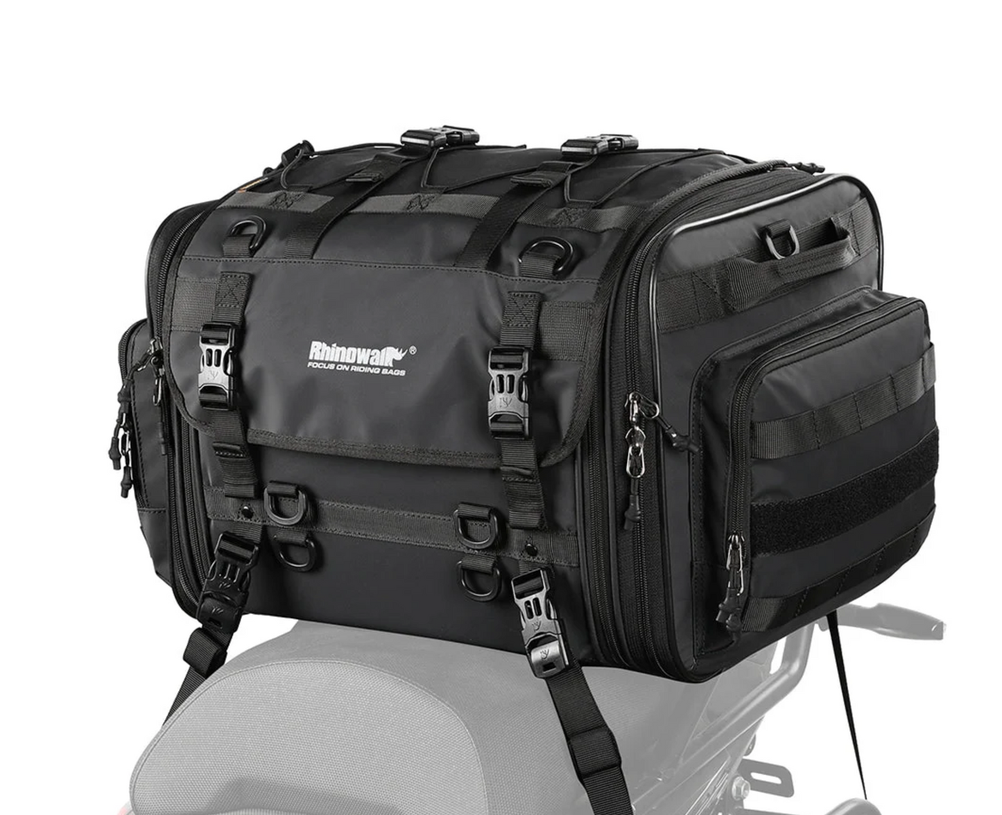 Rhinowalk Large Capacity Motorcycle Tail Seat Bag (Expandable Sizing)