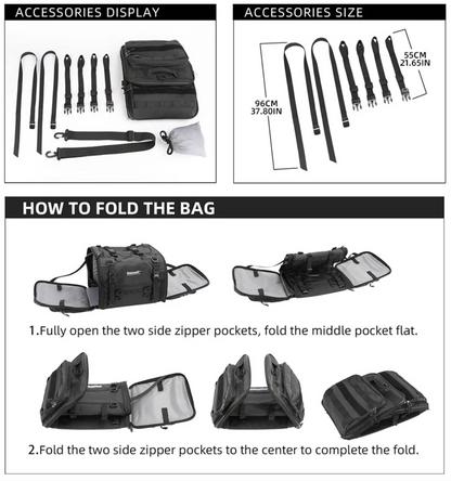 Rhinowalk Large Capacity Motorcycle Tail Seat Bag (Expandable Sizing)