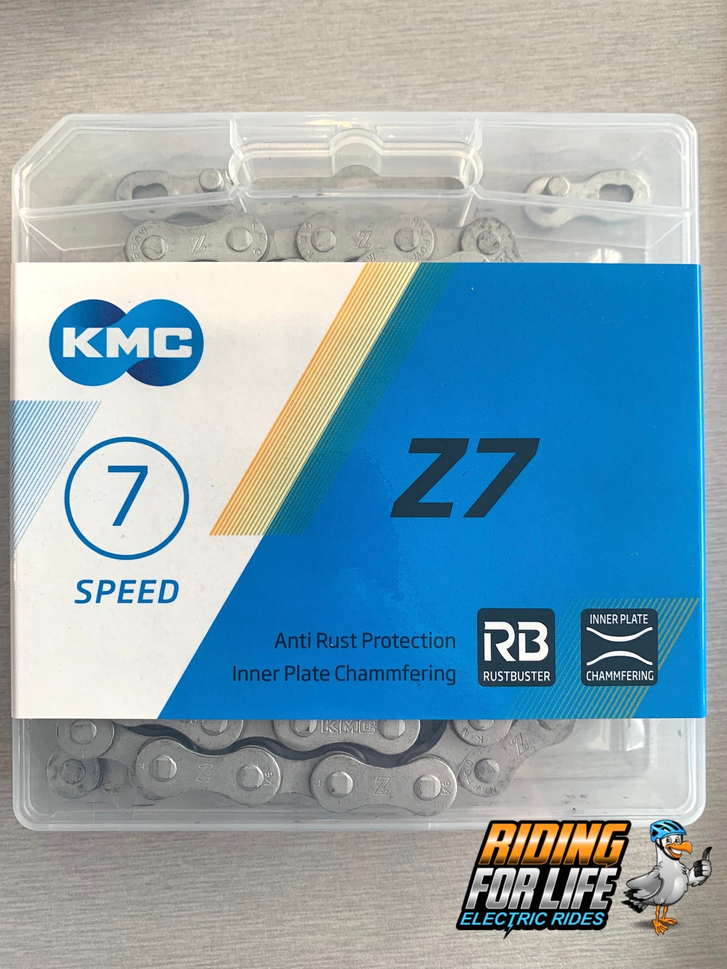 CHAIN, KMC, 6/7/8 SPEED, Z7 RB, Rust Buster, 1/2" x 3/32" x 116L, Grey, KMC Blister