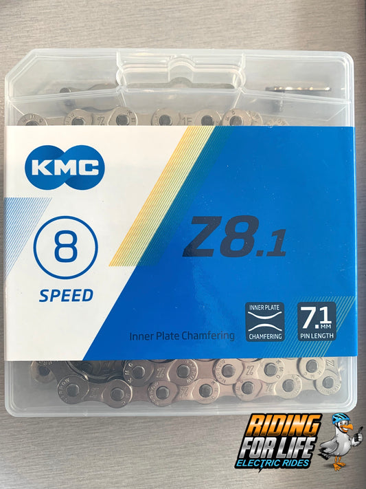 CHAIN, KMC, NEW MODEL Z8.1, 1/2" x 3/32" x 116L, suitable 6,7,8 speed, with connector, Silver/Silver, KMC Box,