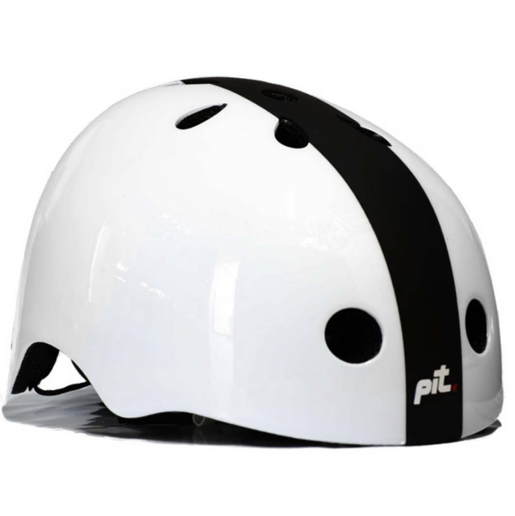 Pit Urban Helmet Gloss White with Matt Black Pin Stripe