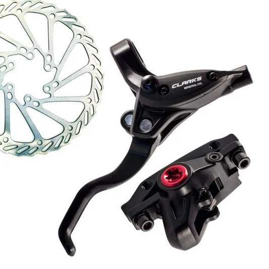 Hydraulic Disc Brake Set, CLARKS,  2 PISTON, FRONT & REAR, Post & IS mount, 160mm rotors, Levers & F850 R1700 - HOSE.